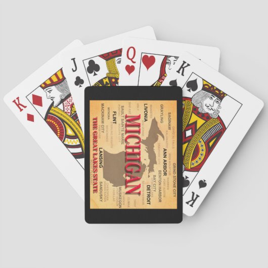 地図、デトロイト、ランシングミシガン州 トランプ (裏面)