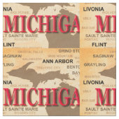 地図、デトロイト、ランシングミシガン州 ファブリック (クローズアップ)