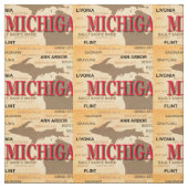 地図、デトロイト、ランシングミシガン州 ファブリック (見本)