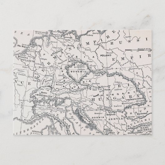 地図：ドイツとオーストリア ポストカード (正面)