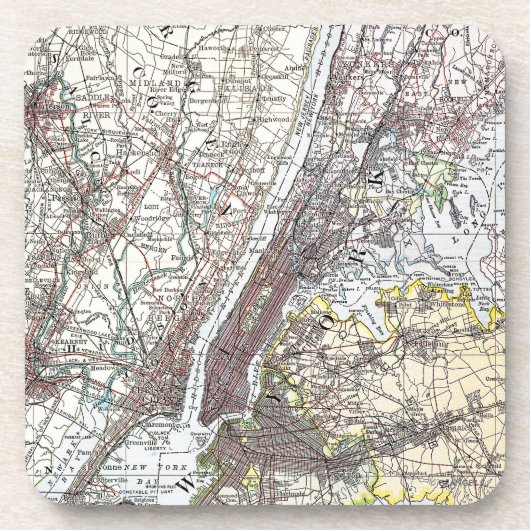 地図: ニューヨーク周辺1906年 コースター (正面)