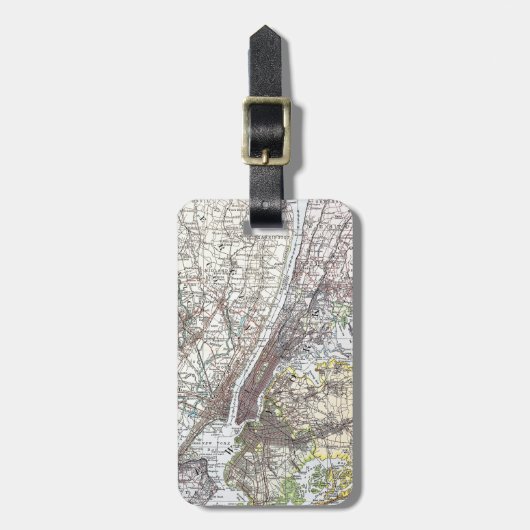 地図: ニューヨーク周辺1906年 ラゲッジタグ (正面縦)