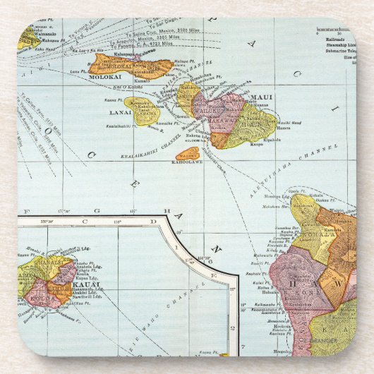 地図: ハワイ1905年 コースター (正面)