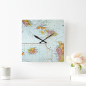 地図: ハワイ1905年 スクエア壁時計 (ホーム)