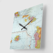 地図: ハワイ1905年 スクエア壁時計 (傾斜)