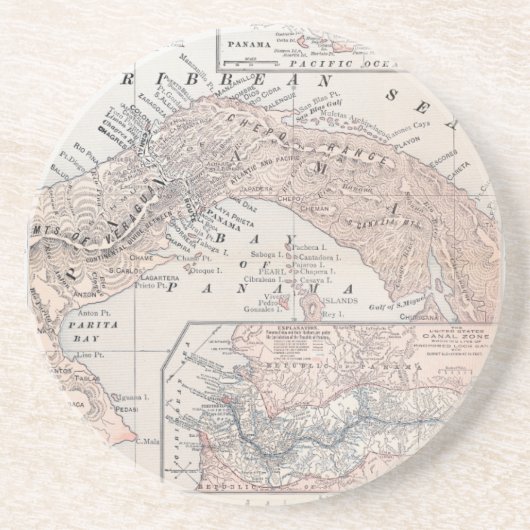 地図: パナマ1907年 コースター (正面)