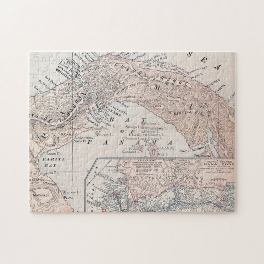 地図: パナマ1907年 ジグソーパズル (横)