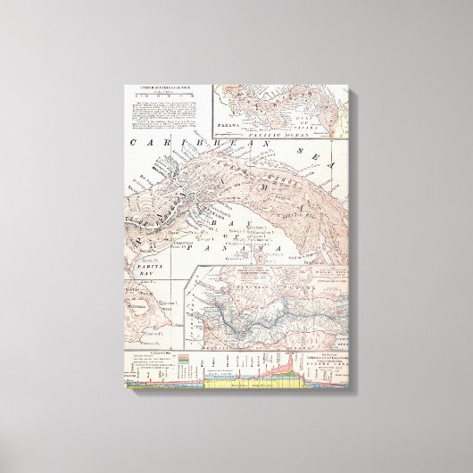 地図：パナマ、1907年 キャンバスプリント (正面)