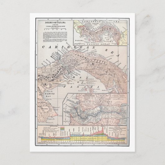 地図：パナマ、1907年 ポストカード (正面)