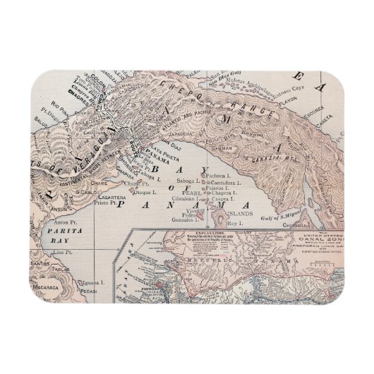 地図：パナマ、1907年 マグネット (横)