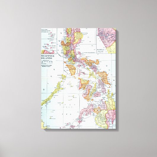 地図：フィリピン、1905年 キャンバスプリント (正面)
