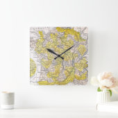 地図: フランス スクエア壁時計 (ホーム)