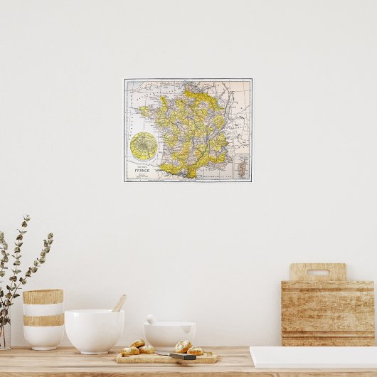 地図：フランス ポスター (キッチン)