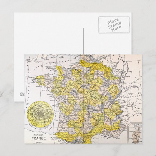 地図:フランス ポストカード (正面/裏面)