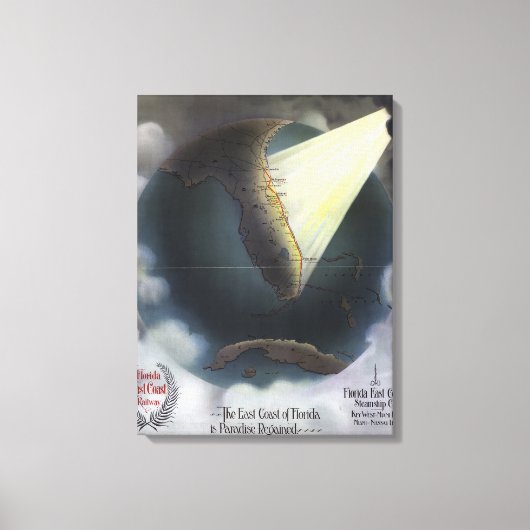 地図：フロリダ、1898年 キャンバスプリント (正面)