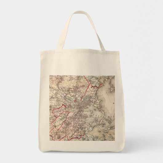 地図: ボストン1883年 トートバッグ (正面)