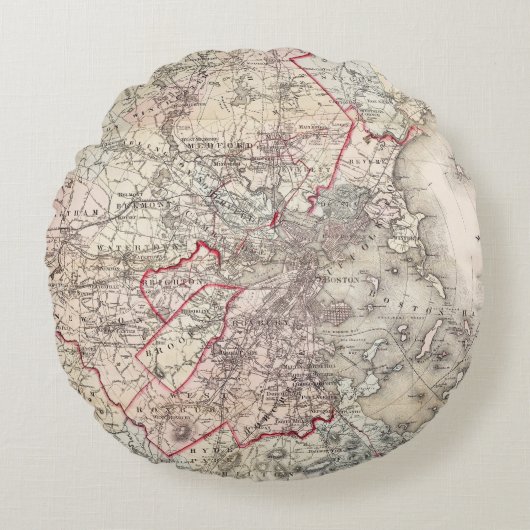 地図: ボストン1883年 ラウンドクッション (正面)