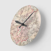 地図: ボストン1883年 ラウンド壁時計 (傾斜)