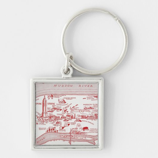 地図: マンハッタン、c1935 キーホルダー (正面)