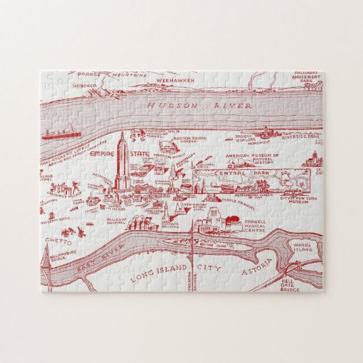地図: マンハッタン、c1935 ジグソーパズル (横)