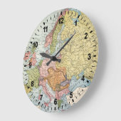 地図: ヨーロッパ1885年 ラージ壁時計 (傾斜)