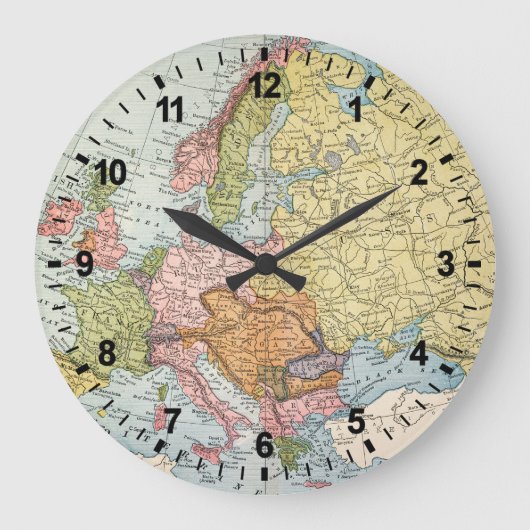 地図: ヨーロッパ1885年 ラージ壁時計 (正面)