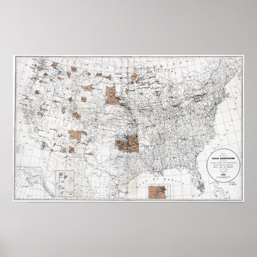 地図：予約、1888年 ポスター (正面)