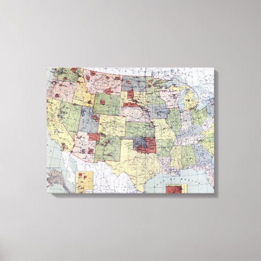 地図：予約、1892年 キャンバスプリント (正面)