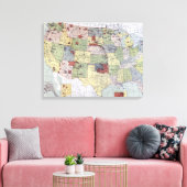 地図：予約、1892年 キャンバスプリント (インサイチュ (リビング))