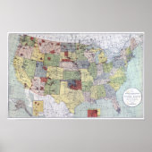 地図：予約、1892年 ポスター (正面)