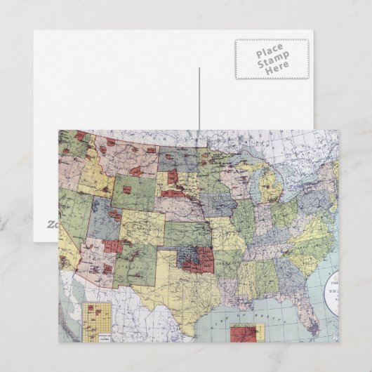 地図：予約、1892年 ポストカード (正面/裏面)