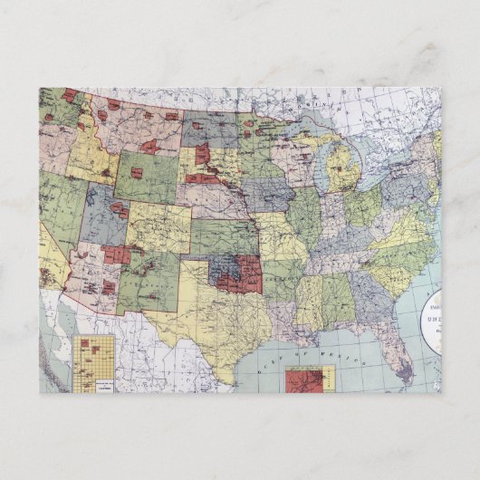 地図：予約、1892年 ポストカード (正面)