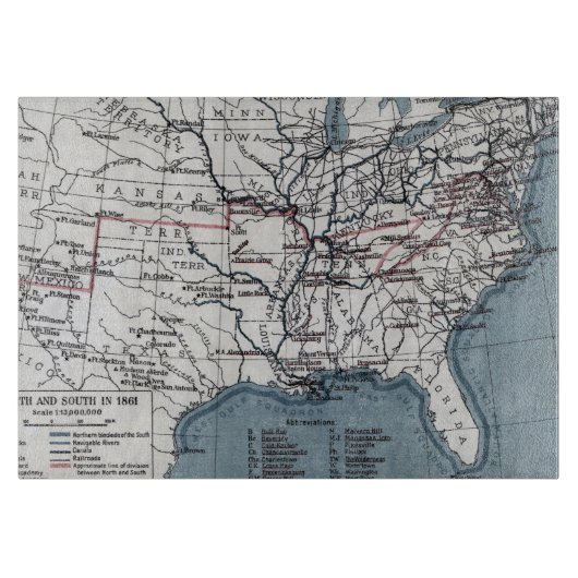 地図: 内戦1861年 カッティングボード (正面)
