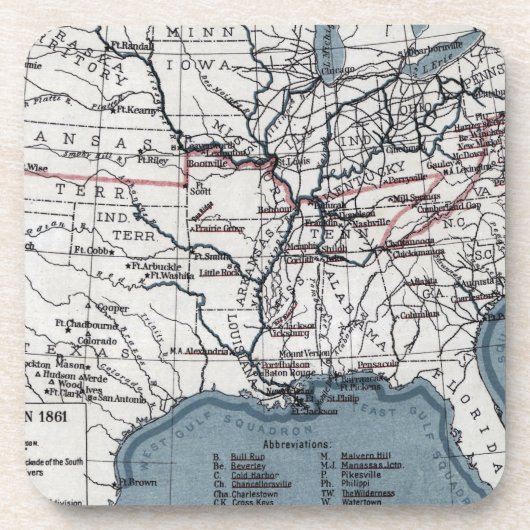 地図: 内戦1861年 コースター (正面)