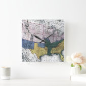 地図: 内戦1864年 スクエア壁時計 (ホーム)