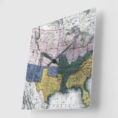 地図: 内戦1864年 スクエア壁時計 (傾斜)