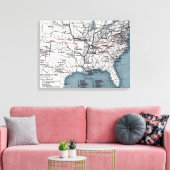 地図：内戦， 1861 キャンバスプリント (インサイチュ (リビング))
