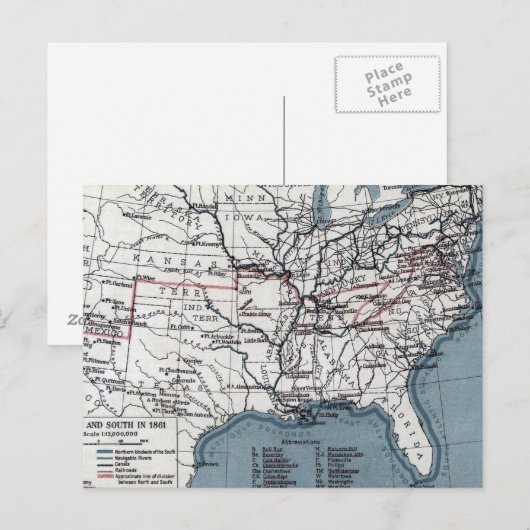 地図:内戦, 1861 ポストカード (正面/裏面)