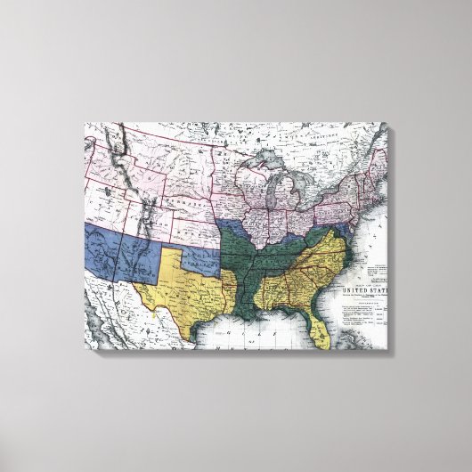 地図：内戦， 1864 キャンバスプリント (正面)