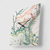 地図: 北アメリカ1742年 スクエア壁時計 (傾斜)