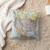地図: 北アメリカ1890年 クッション (ブランケット)