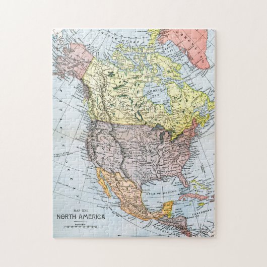 地図: 北アメリカ1890年 ジグソーパズル (縦)
