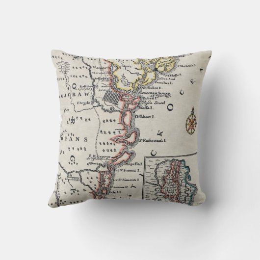 地図: 北アメリカ、C1700 クッション (裏面)