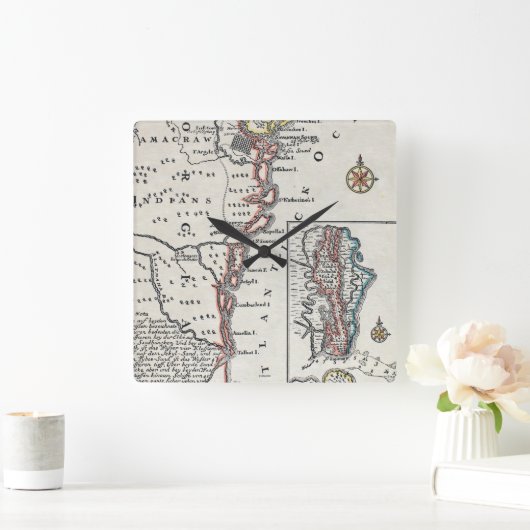 地図:北アメリカC1700 スクエア壁時計 (ホーム)