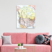 地図：北米1890年 キャンバスプリント (インサイチュ (リビング))