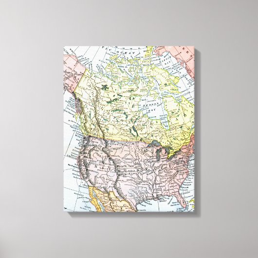 地図：北米1890年 キャンバスプリント (正面)