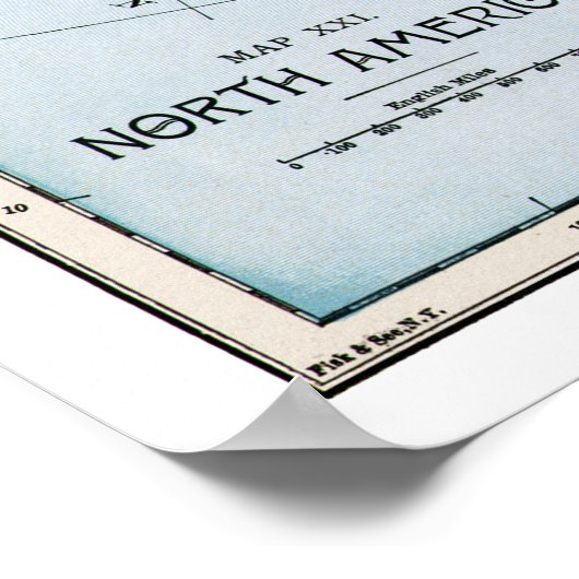 地図：北米1890年 ポスター (角)