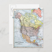地図:北米1890年 ポストカード (正面/裏面)