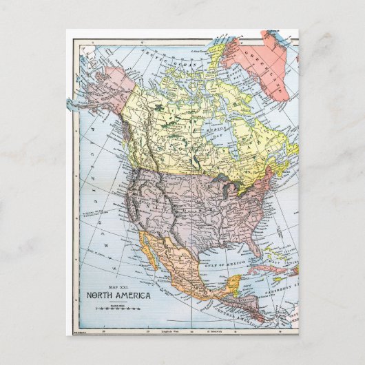 地図:北米1890年 ポストカード (正面)