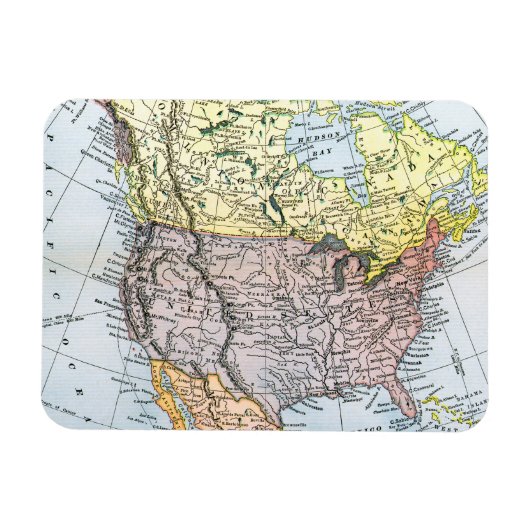 地図：北米1890年 マグネット (横)